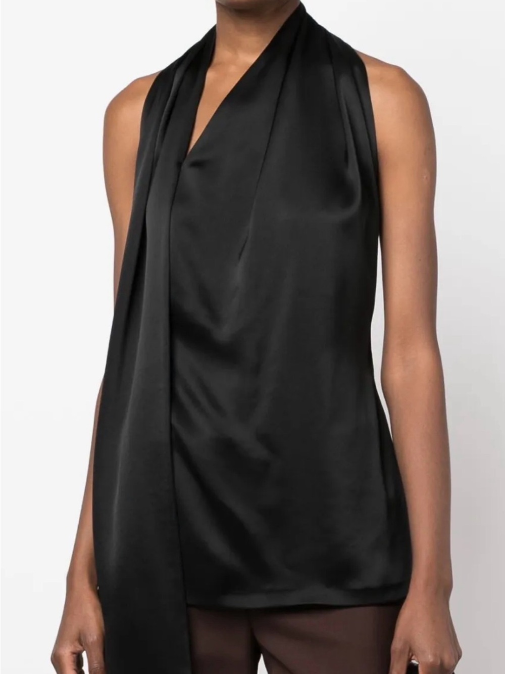 LOEWE Black Satin Scarf Halter Top - Picture 3 of 7